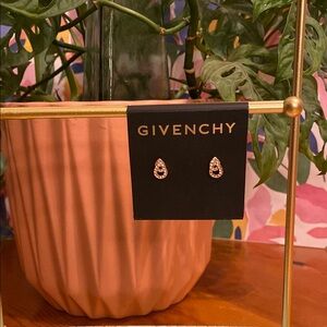 Givenchy Rose Gold Toned Tear Drop Crystal Stud Earrings